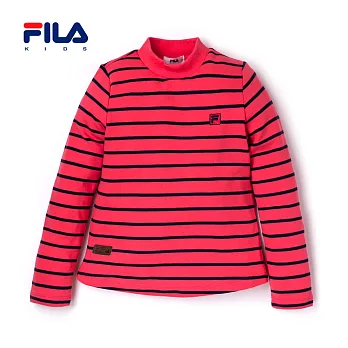 【FILA】高領條紋撞色上衣(桃紅)135桃紅