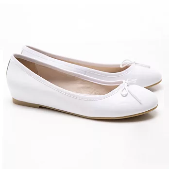 【Saint Landry】LAND經典牛皮蝴蝶結芭蕾舞鞋-白36白色