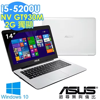 【ASUS】X455LF 14吋《Win10_2G獨顯》i5-5200U 1TB 燒錄機 筆電(0163G5200U白/0181B5200U灰)雪地感動-白