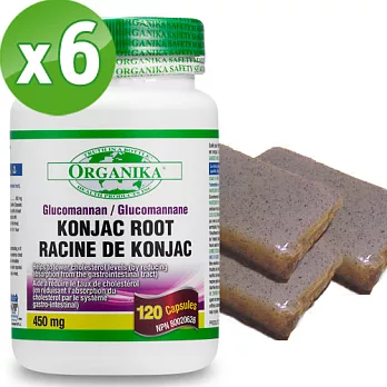 【Organika優格康】蒟蒻膠囊(450mg 120顆)超值6瓶組