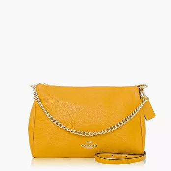 【COACH 多種背法】皮革 / 肩背 / 斜背兩用包(小款)_橘黃色