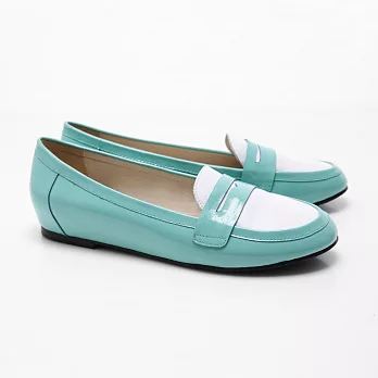 【Saint Landry】LAND漆皮拼接設計平底鞋-TIFFINY藍36TIFFINY藍