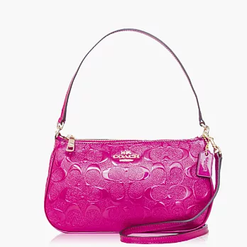 【COACH 多種背法】亮皮 / 肩背 / 斜背兩用包(小款)_暗桃