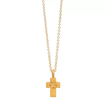 Dogeared paradise found flower cross necklace 浮雕花朵十字架925純銀鑲14k金項鍊