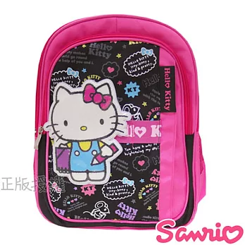 【Hello Kitty凱蒂貓】促咪軟式後背書包(黑色)