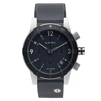 【ELECTRIC】FW02系列復古強悍三眼計時腕錶 (黑殼/黑矽膠錶帶 EVEW0020030001)