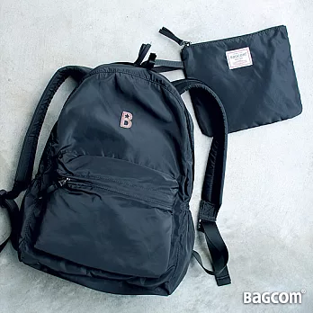 Bagcom Masaki 柔感素色收納後背包-黑