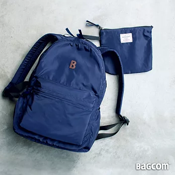 Bagcom Masaki 柔感素色收納後背包-藍