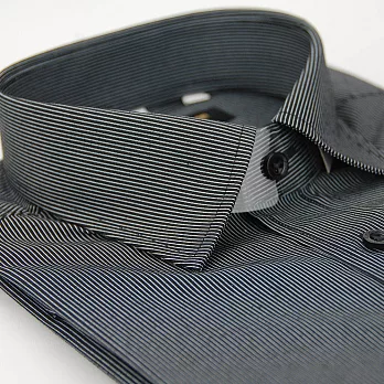 【金安德森】黑底白細紋窄版長袖襯衫15.5黑色