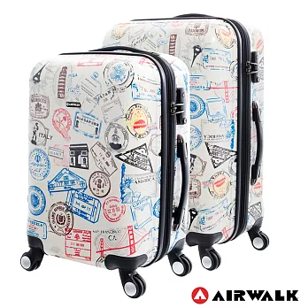 AIRWALK LUGGAGE - 精彩歷程 環郵世界行李箱20+28吋 二箱組(各地米白)