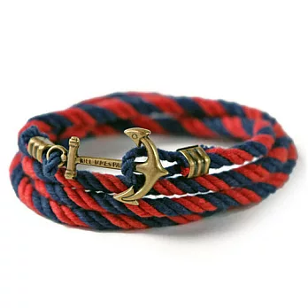 Kiel James Patrick 美國手工船錨棉麻繩多圈手環 Otterneck WorthM深藍紅