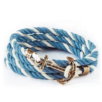 Kiel James Patrick 美國手工船錨棉麻繩多圈手環 Nantucket Whale SpoutS藍白色