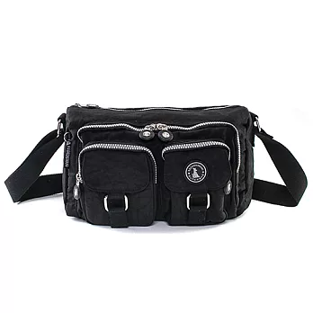 冰山袋鼠 日系防水輕巧多口袋斜背包-3027(黑色)