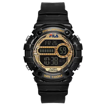 FILA 絕對玩色時尚運動腕錶-黑X金