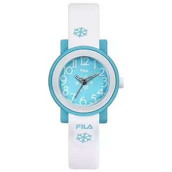 FILA 小小雪花兒童運動腕錶-白X淡藍