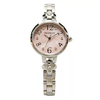 MANGO 今生金世的甜蜜愛情女性優質時尚腕錶-銀-MA6666L-11