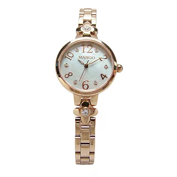 MANGO 今生金世的甜蜜愛情女性優質時尚腕錶-玫瑰金-MA6666L-81R