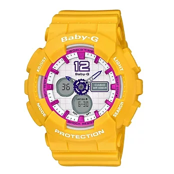 BABY-G 啦啦隊的俏皮競賽時尚運動限量腕錶-黃-BA-120-9B