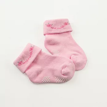 【愛的世界】玫瑰小熊反摺毛巾底襪-台灣製-淺粉色7 CM