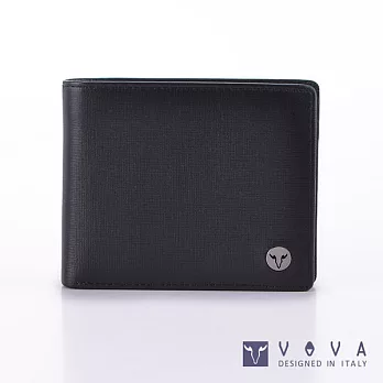 VOVA • 沃汎 - 凱旋系列 9卡透明窗零錢袋上翻式IV紋短夾- 黑色