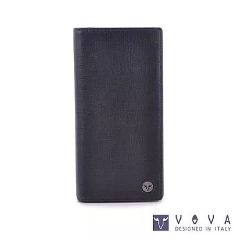 VOVA • 沃汎 - 凱旋系列 12卡透明窗拉鍊零錢袋IV紋厚型長夾- 黑色