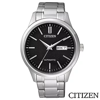 CITIZEN星辰 簡單俐落男仕機械腕錶-黑 NH7520-56E
