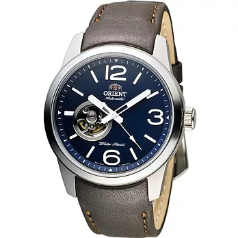 ORIENT 東方錶 SEMI-SKELETON 系列半鏤空機械錶 FDB0C004D 藍x咖啡