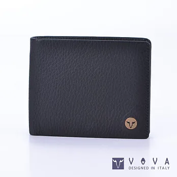 VOVA • 沃汎 - 當代系列 9卡透明窗可翻式荔枝紋短夾- 黑色