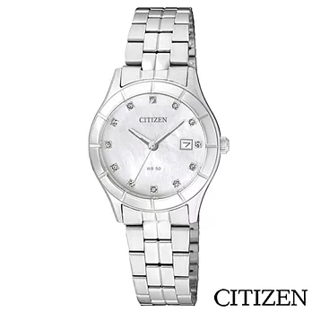 CITIZEN星辰 簡潔經典珍珠母貝盤腕錶 EU6040-52D