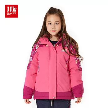 【JJLKIDS】造型花紋連帽防風外套(玫紅) 130玫紅