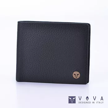 VOVA • 沃汎 - 當代系列 4卡零錢袋荔枝紋短夾-黑色