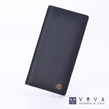 VOVA • 沃汎 - 當代系列 12卡透明窗拉鍊零錢袋厚型荔枝紋長夾- 黑色