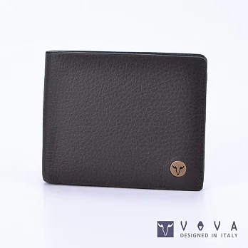 VOVA • 沃汎 - 當代系列 9卡透明窗可翻式荔枝紋短夾- 咖啡色