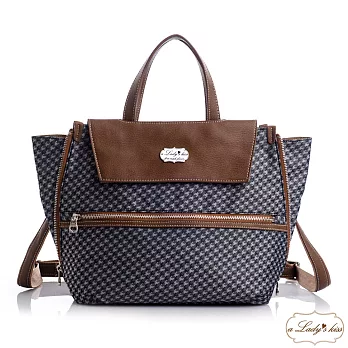 【a Lady ’s真皮】魔法千鳥紋超強多功三用包(灰黑)