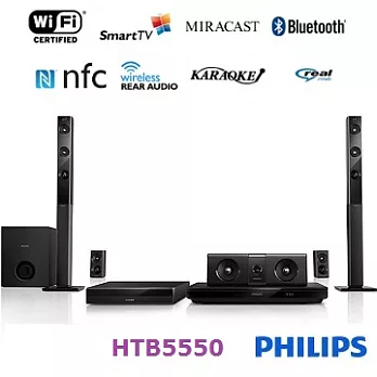 PHILIPS 飛利浦 Full HD3D藍光1000W環繞劇院 HTB5550