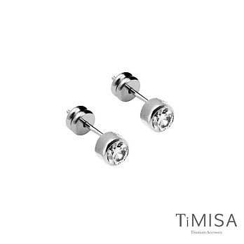 【TiMISA】極簡晶鑽-白 純鈦耳針一對