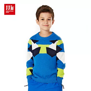 【JJLKIDS】百搭幾何圖形造型毛衣(彩藍)120彩藍
