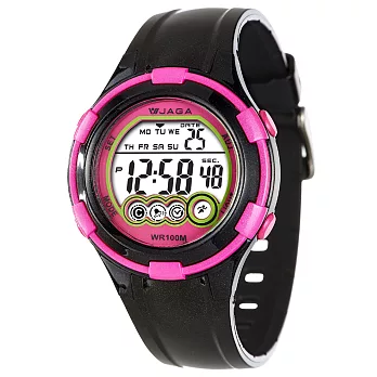 JAGA(捷卡) 繽紛耀眼多彩多功能電子錶M1099-黑粉