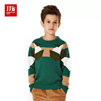 【JJLKIDS】百搭幾何圖形造型毛衣(軍綠)120軍綠