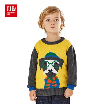 【JJLKIDS】可愛造型小狗拼接毛衣(亮黃)105亮黃