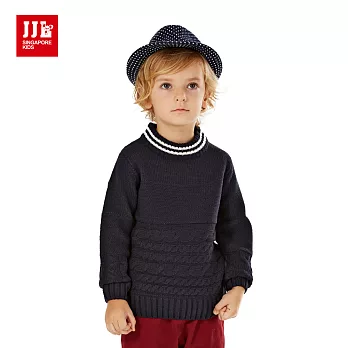 【JJLKIDS】簡約素面針織麻花造型毛衣(藏青)105藏青