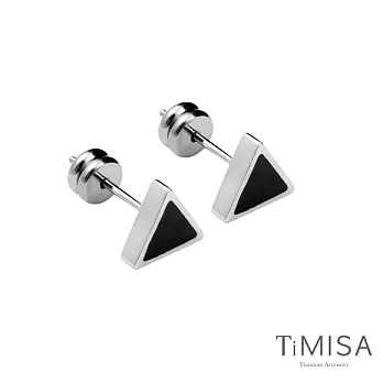 【TiMISA】幾何派對-三角形(三色可選) 純鈦耳針一對黑色
