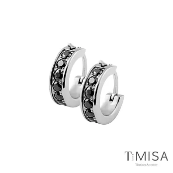 【TiMISA】絢麗焦點(雙色可選) 純鈦耳環一對黑色