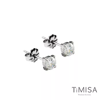 【TiMISA】純淨-透亮白/個性黑 純鈦耳針一對透亮白