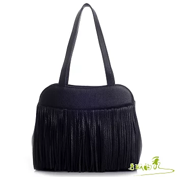 【手感的秀】真皮名媛俐落波希風流蘇二用包(時髦黑)