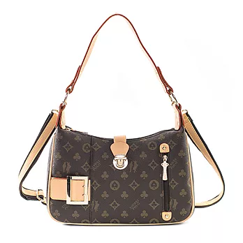 【XINWEI POLO】經典撲克花系列-皮帶設計優雅女型肩背包-008