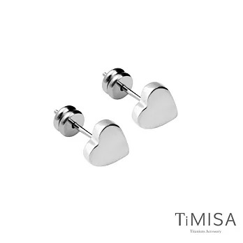 【TiMISA】迷你幸運愛心(兩色) 純鈦耳針一對原色