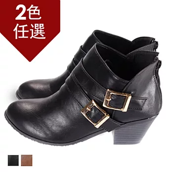 FUFA MIT雙扣後拉鍊馬靴 (FA72)-共2色23黑色
