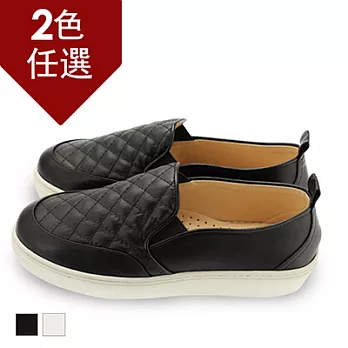 FUFA MIT菱紋質感休閒鞋(FE67)-共2色23黑色