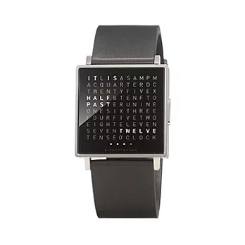 QLOCKTWO Watch-極簡精鋼腕錶 (亮面) - 橡膠錶帶